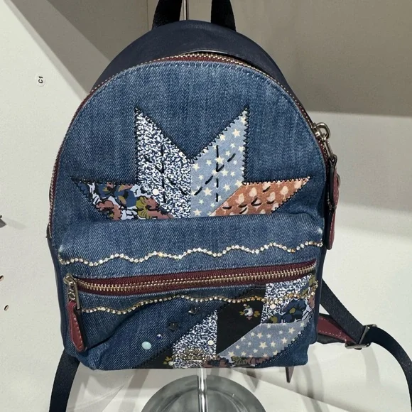 Coach Denim Patchwork Backpack - Picture 2 of 2